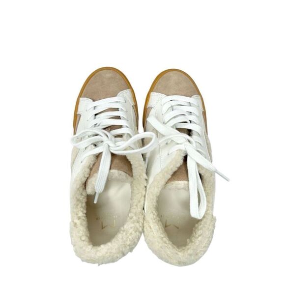Marc Fisher Ltd. Sneaker Size 6 Tan White Suede Faux Shearling Winter Shoes - Picture 4 of 11